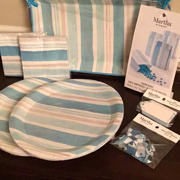 Martha Stewart Other - Martha Stewart Blue Striped Party Set